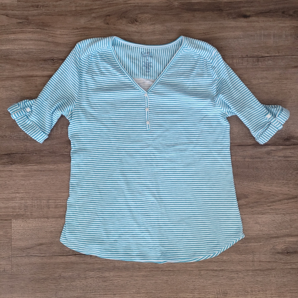 M Croft & Barrow Striped Henley Blouse!